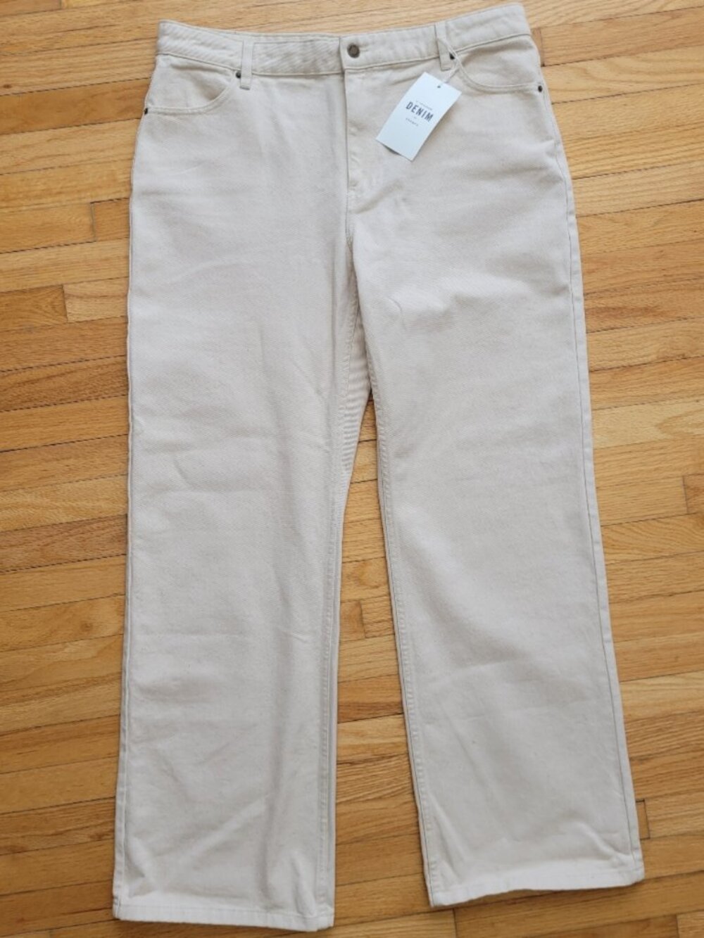 Sézane Wide Leg Trousers Mottled Ecru NWT Size 46 / US 14 - Picture 2 of 9